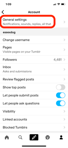 tumblr settings