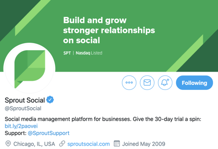 sprout social example for a twitter logo and banner