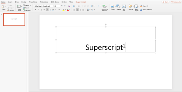 type your superscript