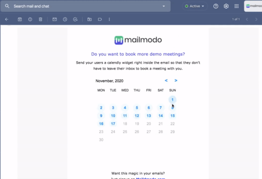 calendar booking with interactive emails