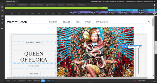 Dreamweaver's web design template