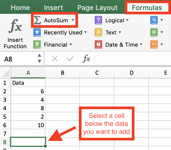 autosum excel