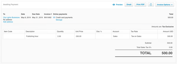 xero billing template
