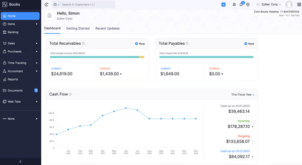 zoho books billing