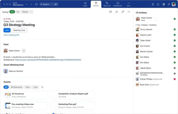 Zoom Whiteboard in meeting interface