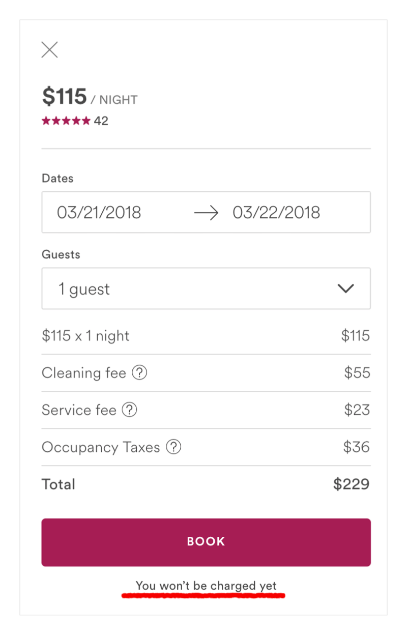 Airbnb UX writing example