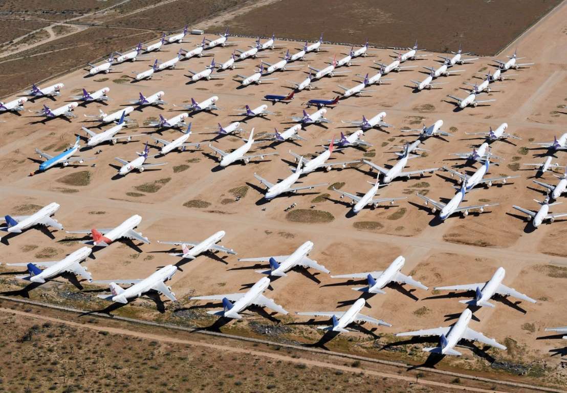 airplanes grounded dude to coronavirus flight cancellations