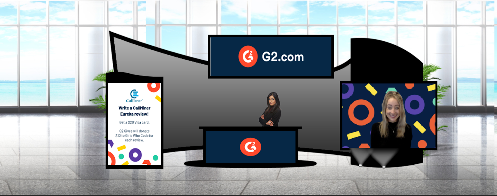 G2’s virtual review booth at CallMiner’s Listen Virtual 2020 event