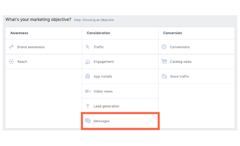 Messenger Ad Objective