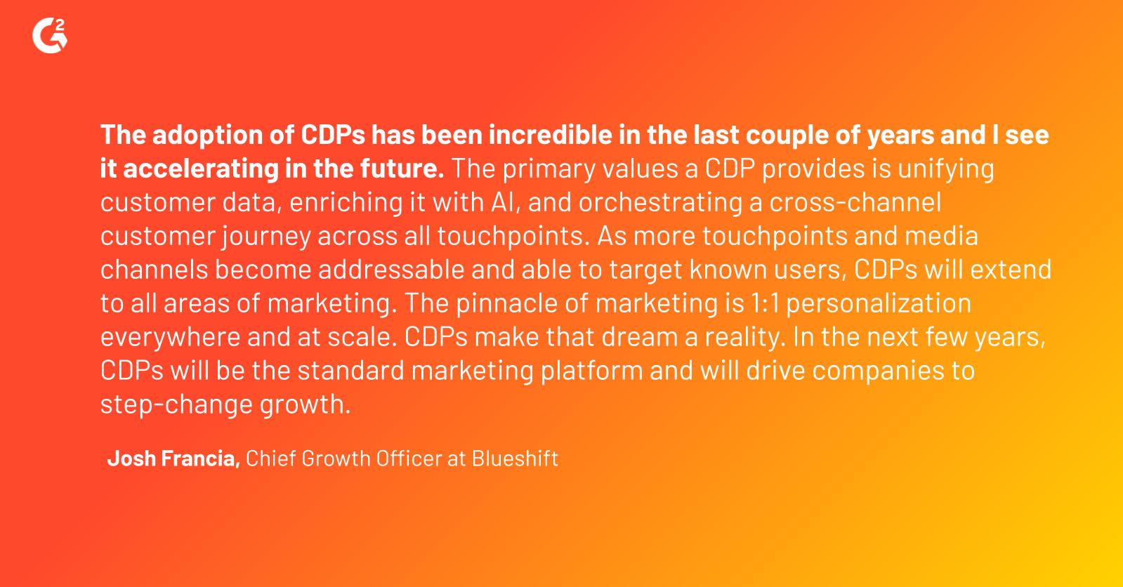 Josh Francia, of Blueshift, on why CDPs have been integral in MarTech with AI in the last few years.