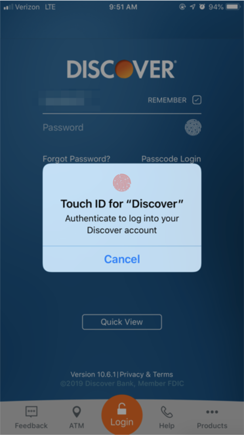 touch id authentication