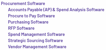 procurement categories on G2