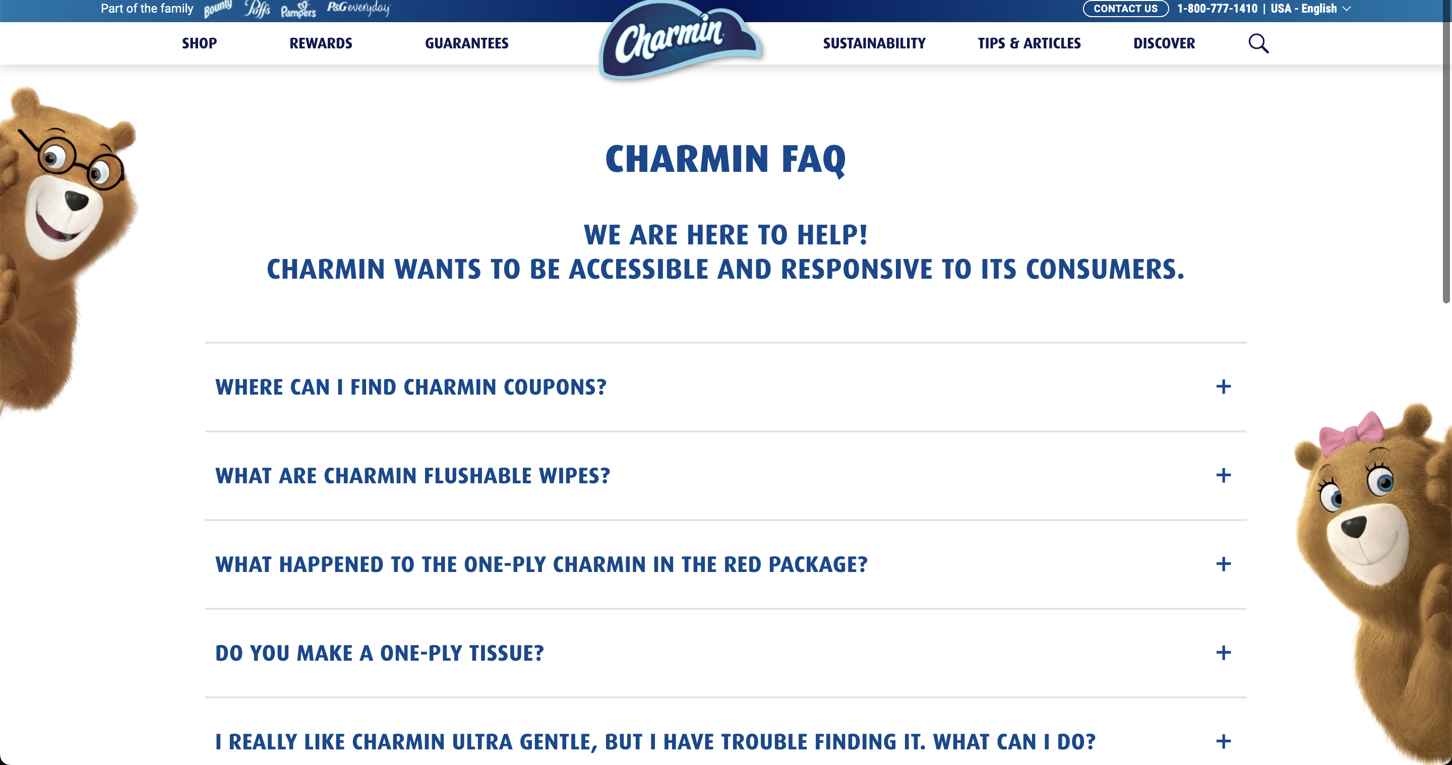 Faq page example: charmin