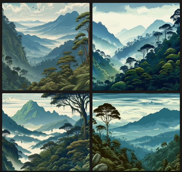 cartoon-style AI image of mountains