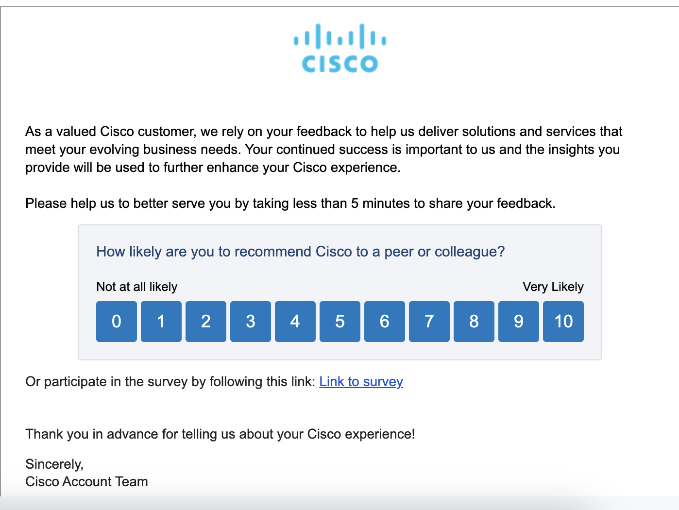 NPS example Cisco email