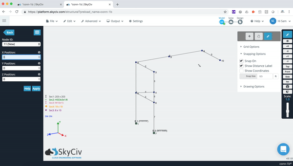 Skyciv structural modeling software gif shows one aspect of civil engineering software.