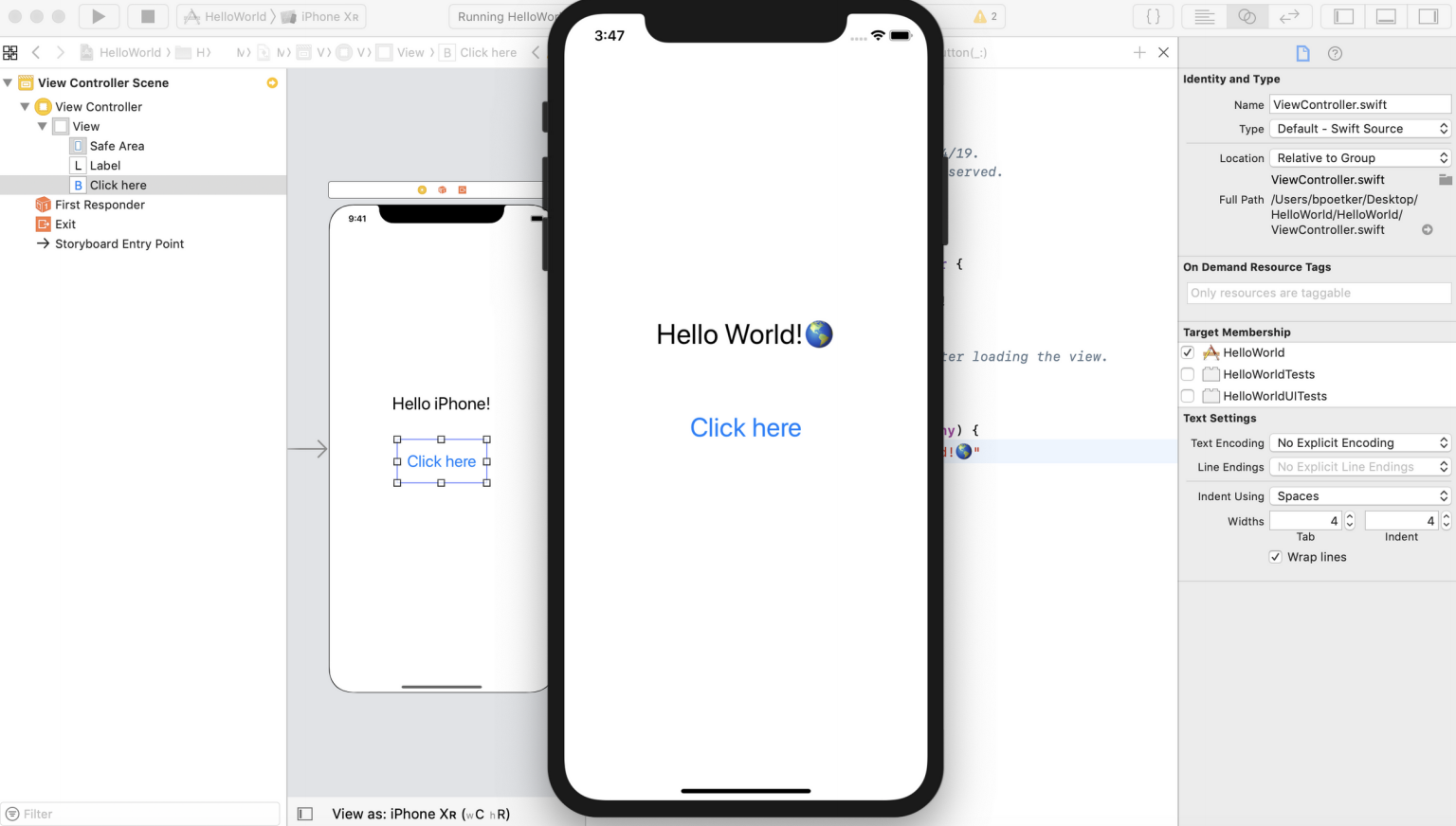 Swift Xcode tutorial for app