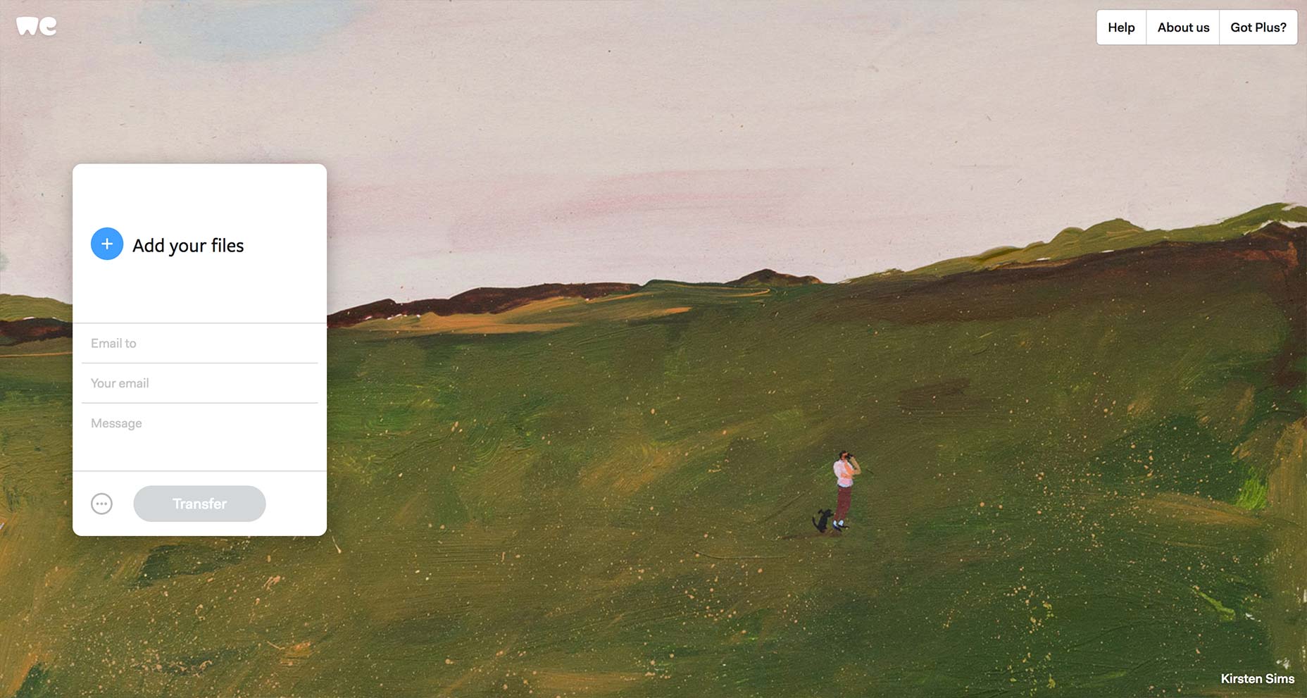 The WeTransfer interface, a free cloud storage product 