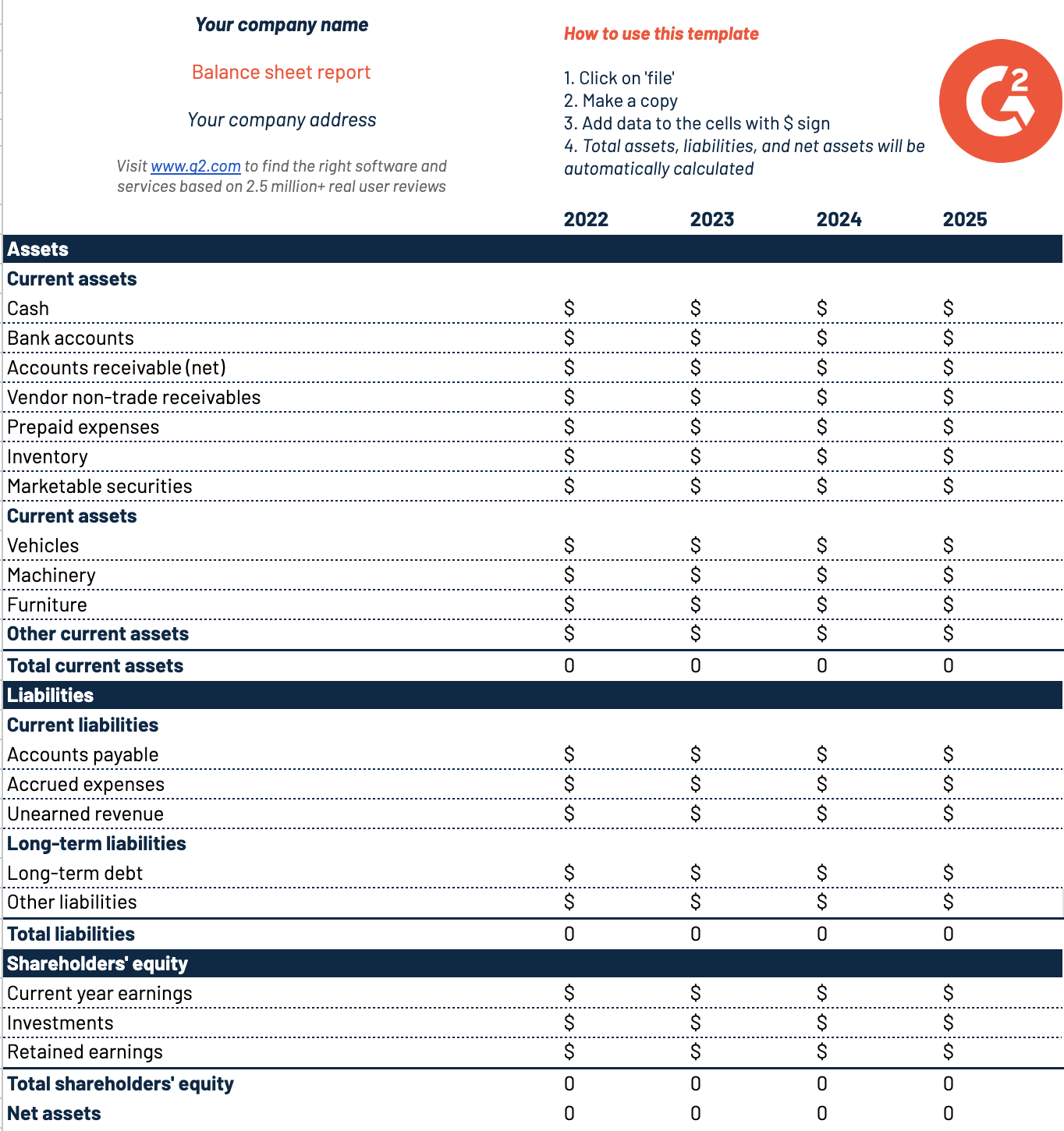 balance sheet template