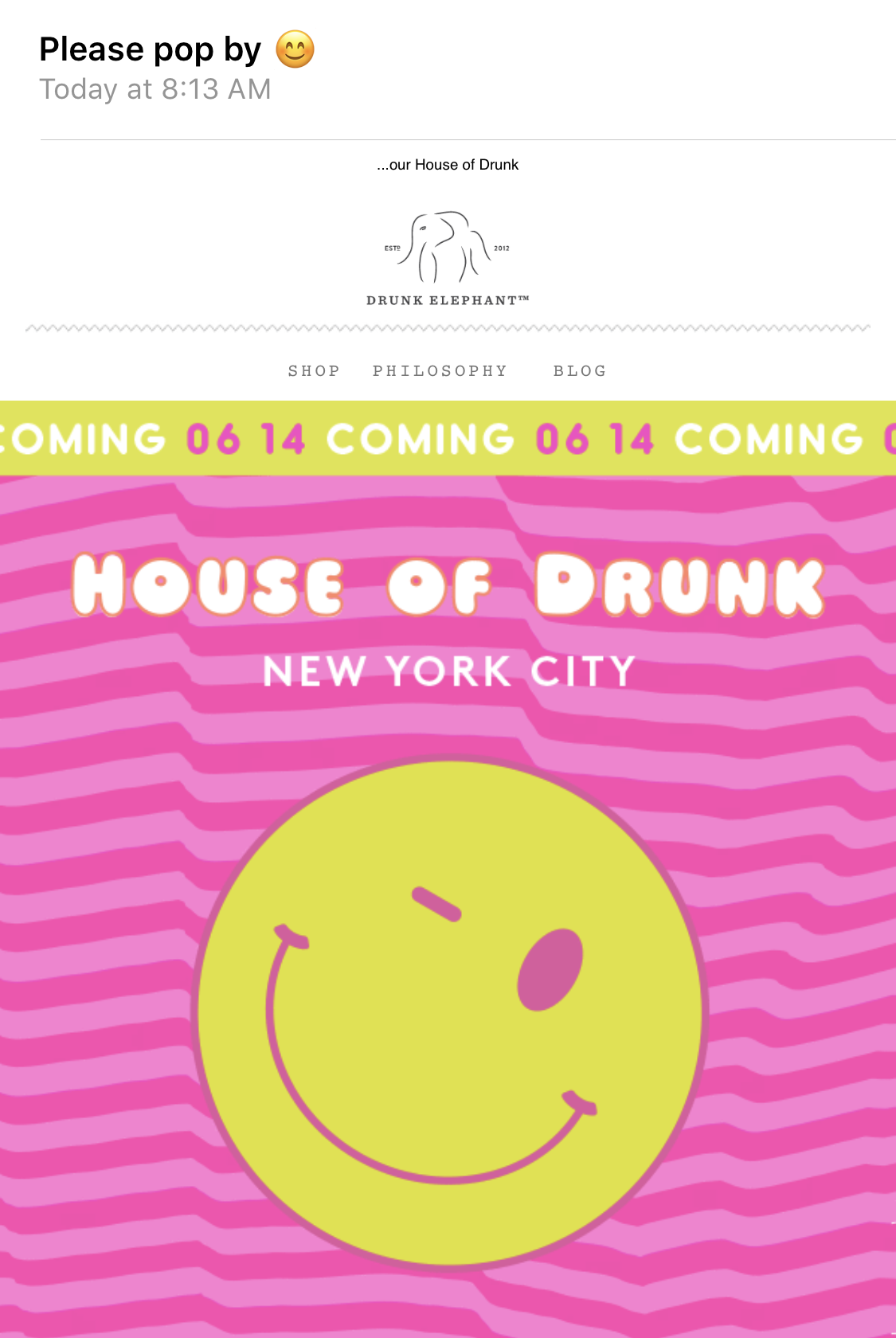 drunk elephant email invitation