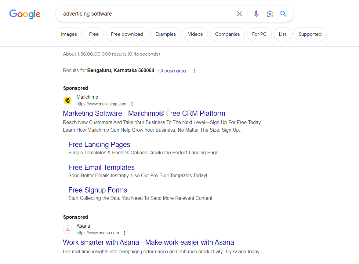 Paid search advertising