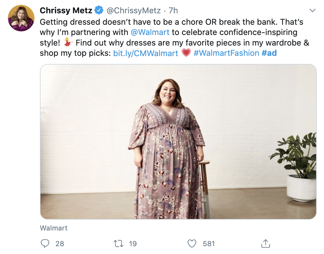 walmart twitter ad with chrissy metz